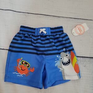 Wonder Nation Size 3-6M	NEW Baby Boy Swimwear Crab Shark Friends Blue Striped
